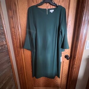 Calvin Klein Dark Green Long Sleeve Plus Size Dress